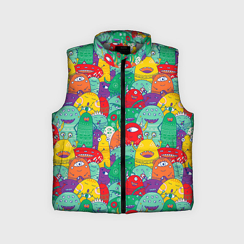 Детский жилет Разноцветные монстрики / 3D-Светло-серый – фото 1