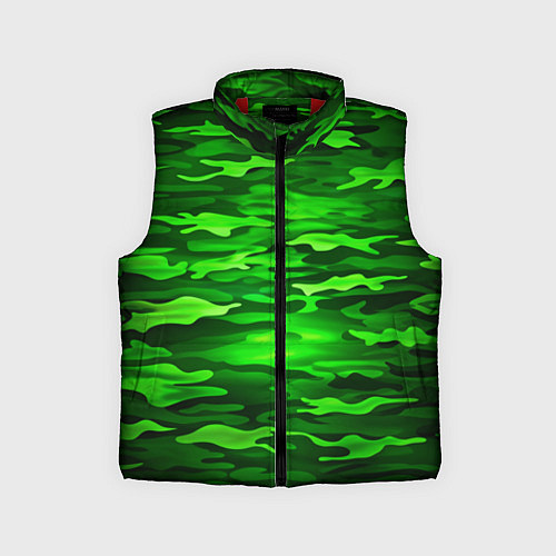 Детский жилет Зелёные водоросли-камуфляж / 3D-Красный – фото 1