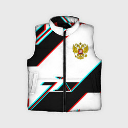 Детский жилет Россия спортивная геометрия глитч