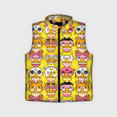 Детский жилет Детишки и зверушки едят рамен / 3D-Черный – фото 1