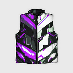 Детский жилет Хаотичная фиолетово-белая абстракция на чёрном фон