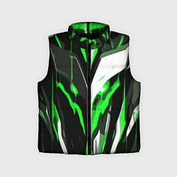 Детский жилет Зелёно-белая абстракция и чёрный фон, цвет: 3D-черный