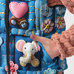 Детский жилет Слоники на пэчворк, цвет: 3D-светло-серый — фото 2