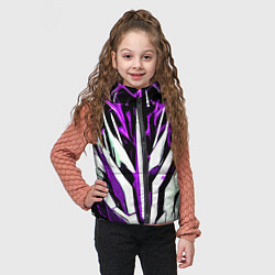 Детский жилет Чёрный фон, фиолетово-белая абстракция, цвет: 3D-светло-серый — фото 2