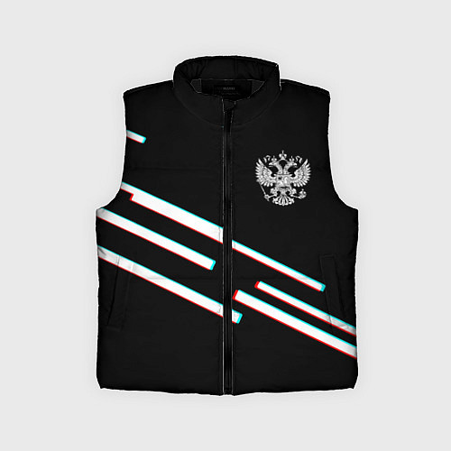 Детский жилет Полосы герб спорт / 3D-Черный – фото 1