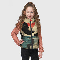 Детский жилет Ретро пейзаж в Японском стиле, цвет: 3D-светло-серый — фото 2