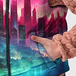 Детский жилет Неоновая гроза в мегаполисе - удар молнии, цвет: 3D-черный — фото 2