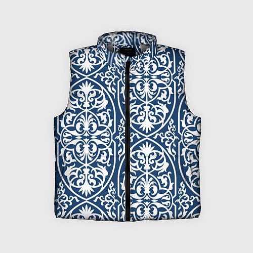 Детский жилет Геометрический узор арабеска бело-синий / 3D-Светло-серый – фото 1