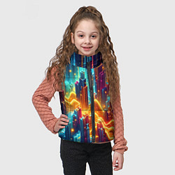 Детский жилет Neon metropolis - vaporwave, цвет: 3D-светло-серый — фото 2