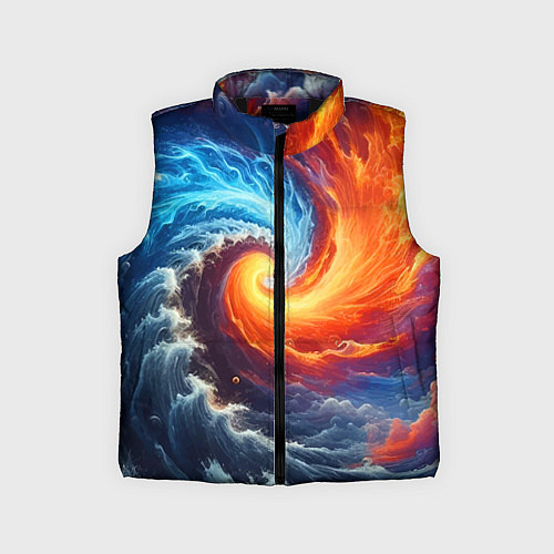 Детский жилет Столкновение двух стихий - инь янь / 3D-Черный – фото 1