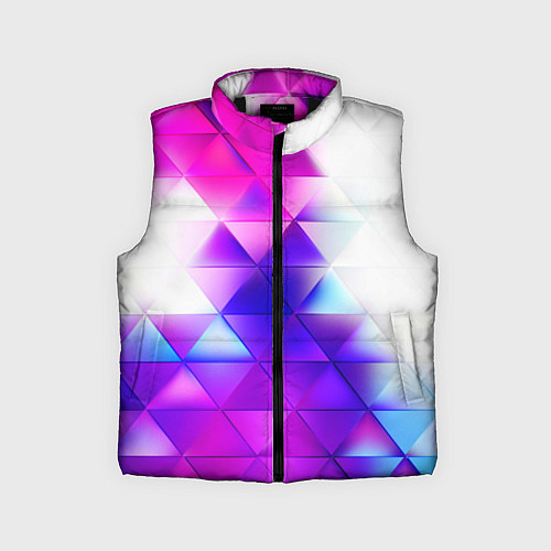 Детский жилет Неоновые треугольники абстракция / 3D-Черный – фото 1