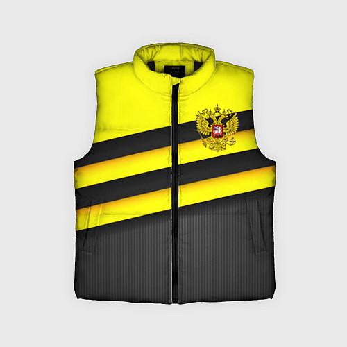 Детский жилет Герб РФ геометрия линии / 3D-Черный – фото 1