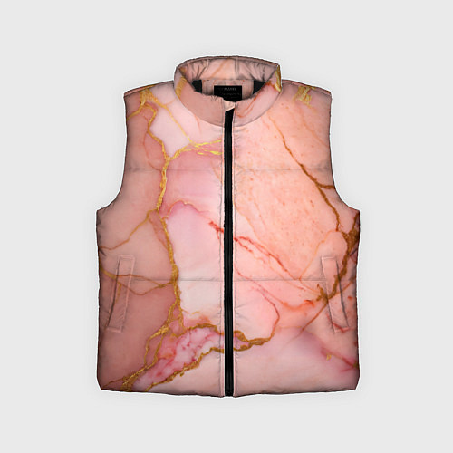 Детский жилет Текстура розового мрамора с золотом / 3D-Черный – фото 1