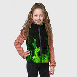 Детский жилет Огонь зелёный текстура, цвет: 3D-черный — фото 2