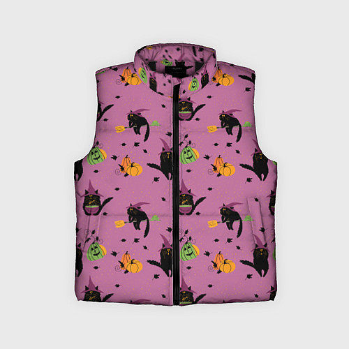 Детский жилет Хэллоуин и кот ведьмы / 3D-Черный – фото 1