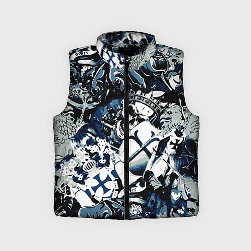 Детский жилет Рыцари средневековья цербер и череп короля / 3D-Черный – фото 1