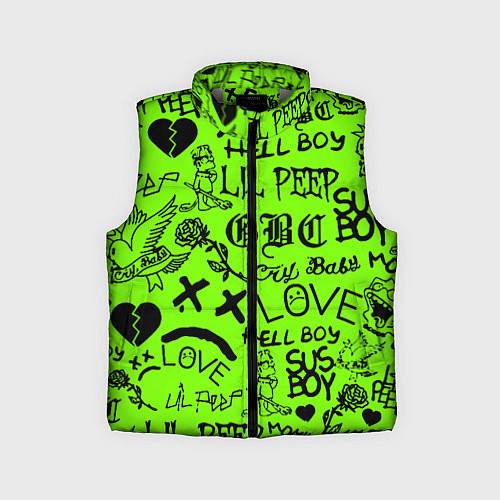 Детский жилет Lil Peep кислотный паттерн / 3D-Светло-серый – фото 1