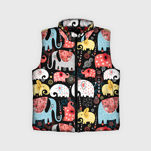 Детский жилет Цветные слонята паттерн / 3D-Красный – фото 1