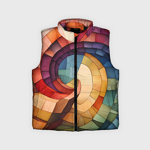 Детский жилет Разноцветная мозаика в виде спирали / 3D-Черный – фото 1