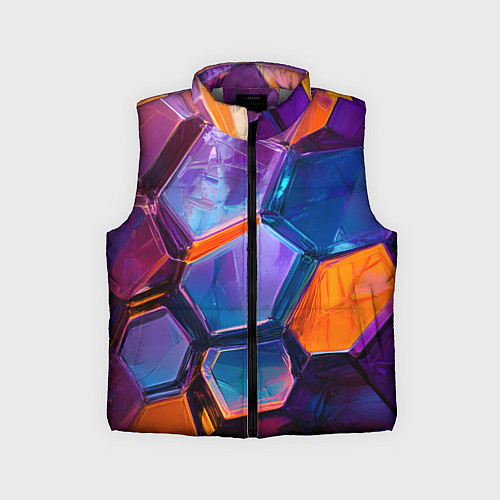 Детский жилет Неоновые минералы / 3D-Светло-серый – фото 1