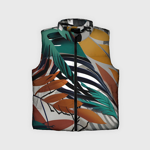 Детский жилет Полоски листья / 3D-Черный – фото 1