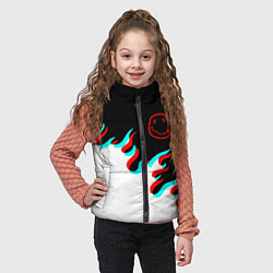 Детский жилет Нирвана глитч огонь, цвет: 3D-светло-серый — фото 2