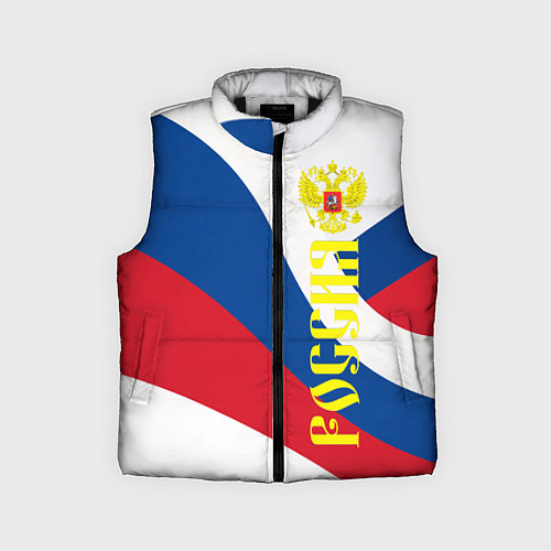 Детский жилет Флаг России, паттерн / 3D-Черный – фото 1