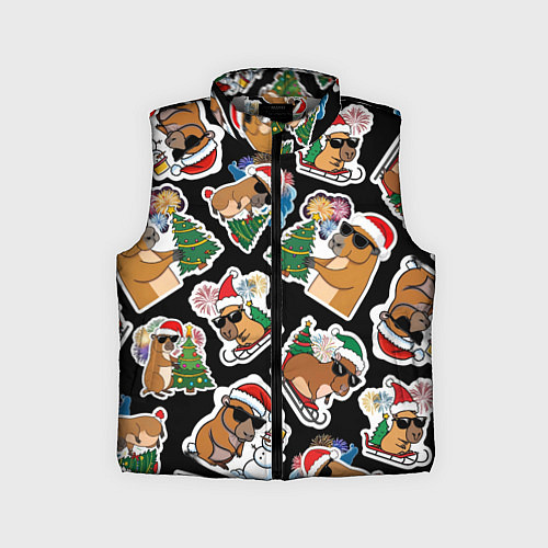 Детский жилет Новогодняя капибара с ёлкой / 3D-Светло-серый – фото 1