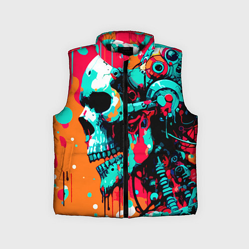 Детский жилет Cyber skull sketch - ai art fantasy / 3D-Черный – фото 1