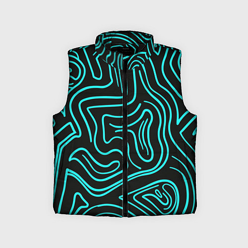Детский жилет Абстракция из бирюзовых полос / 3D-Черный – фото 1