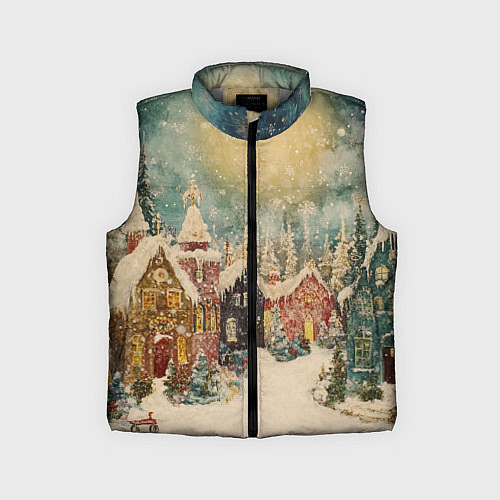 Детский жилет Милый новогодний городок / 3D-Светло-серый – фото 1