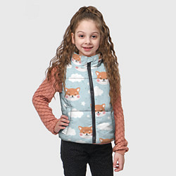 Детский жилет Узор сибу ину и облака, цвет: 3D-черный — фото 2