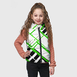 Детский жилет Зелёно-чёрные полосы на белом фоне, цвет: 3D-черный — фото 2