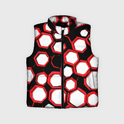 Детский жилет Красно-белые шестиугольники на чёрном фоне