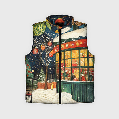 Детский жилет Праздничная атмосфера кафе / 3D-Черный – фото 1