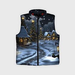 Детский жилет Ночной новогодний город, цвет: 3D-красный