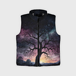 Детский жилет Дерево под звездами, цвет: 3D-светло-серый