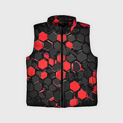 Детский жилет Красно-серые шестиугольники на чёрном фоне