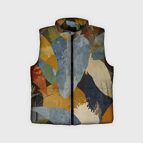 Детский жилет Акварельные листья абстракция / 3D-Черный – фото 1