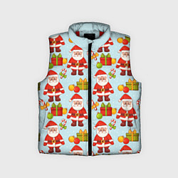 Детский жилет Новогодний паттерн с Сантой и подарками