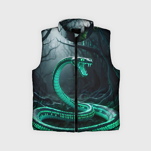 Детский жилет Змея в неоновом лесу / 3D-Черный – фото 1