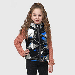 Детский жилет Сине-белый паттерн на чёрном фоне, цвет: 3D-красный — фото 2