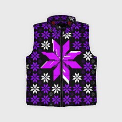 Детский жилет Фиолетово-белые звёзды на чёрном фоне, цвет: 3D-красный