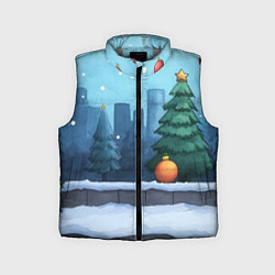 Детский жилет Елки и елочные игрушки, цвет: 3D-светло-серый