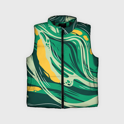 Детский жилет Абстрактные полосы в зелёных тонах / 3D-Черный – фото 1