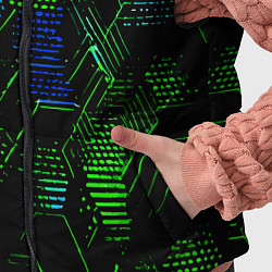Детский жилет Сине-зелёные точки и линии на чёрном фоне, цвет: 3D-красный — фото 2