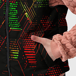 Детский жилет Красно-зелёные точки и линии на чёрном фоне, цвет: 3D-светло-серый — фото 2