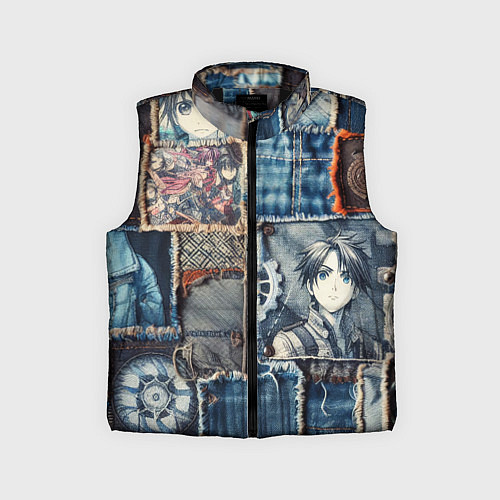Детский жилет Аниме пэчворк деним / 3D-Черный – фото 1