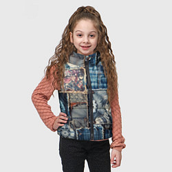 Детский жилет Аниме пэчворк деним, цвет: 3D-черный — фото 2