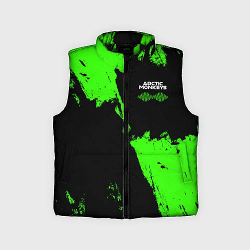 Детский жилет Arctic Monkeys - Зеленые брызги / 3D-Черный – фото 1